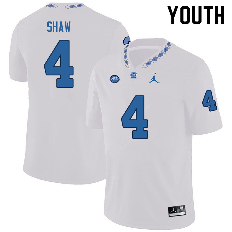 Youth #4 Travis Shaw North Carolina Tar Heels College Football Jerseys Sale-White